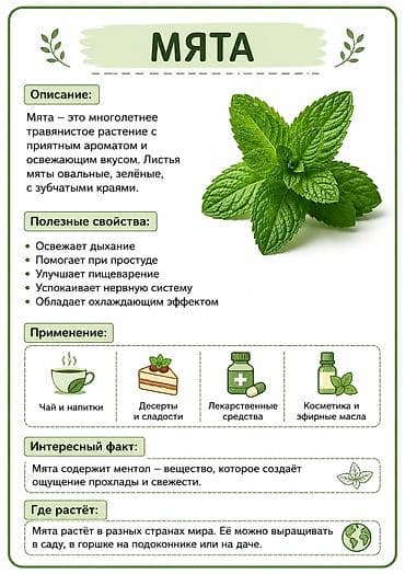 Көк чөптөр жана микро жашылчалар: Мята — многолетнее травянистое растение с приятным ароматом и — 1