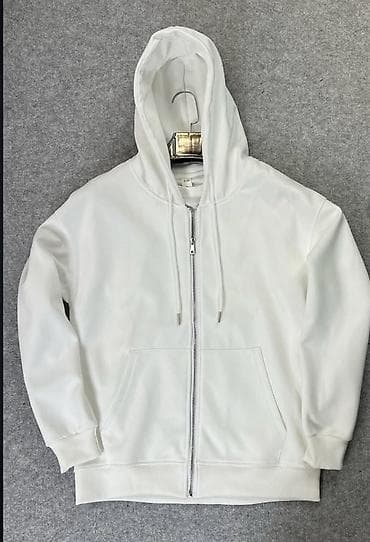 толстовка белый: Белая худи на молнии с капюшоном - Цвет: чисто белый - Крой: прямой — 1