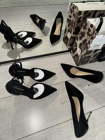вечерние туфли: Женские туфли на шпильке — 2 пары 1) Черные лодочки - Материал — 4