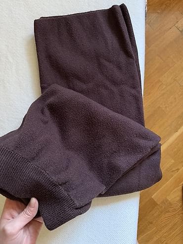 кийимлар: Вязаные брюки цвета тёмный шоколад. - Свободный прямой крой, мягкое — 3