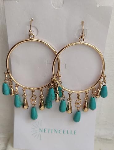psn network: Серьги бирюзовые кольца, позолоченные. длина 8 см, ширина 4,5 см. Цена — 1