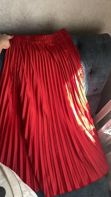 lining 38: Юбка, Модель юбки: Плиссе, Миди, Атлас, Высокая талия — 1