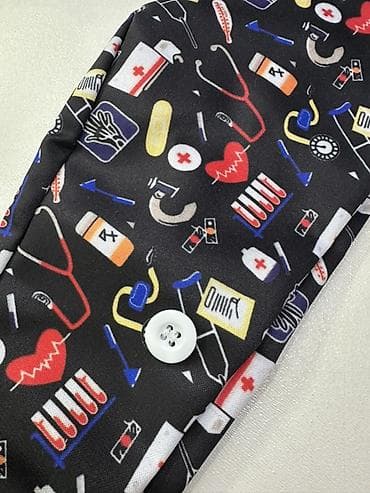 одежда для девочек: Медицинская шапочка с принтом + маска в подарок - Тип: шапочка для — 7