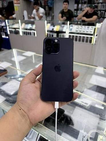 iphone d: IPhone 14 Pro Max, Б/у, 128 ГБ, Deep Purple, Кабель, 100 % — 1