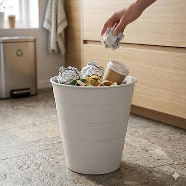 Хозтовары: Кухонное ведро для мусора, белое - Объем: средний (подходит для — 1