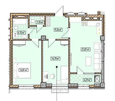 72: 3 комнаты, 72 м², Асанбай мкр Элитка, 8 этаж, ПСО (под самоотделку) — 1