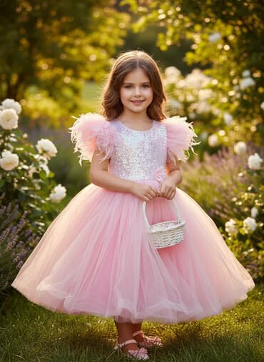 пышные платья для девочек: Детское платье, цвет - Розовый — 1