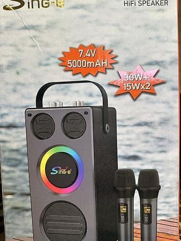 акустические системы sonmax с микрофоном: Портативная акустическая система Sing-e JQS9405 с караоке - Мощность — 2