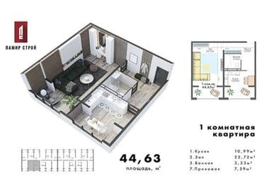 купить квартиру с котлована бишкек: 1 комната, 45 м², Элитка, 6 этаж, Евроремонт — 2