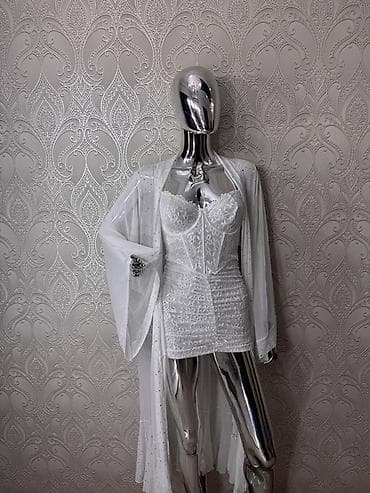 эротический длинный пеньюар: Комплект, Пеньюар, Нейлон, Со стразами — 1