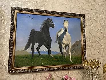 картины: Шикарная картина «Две лошади», размер 70см на 90см Цена 4800с. - — 2