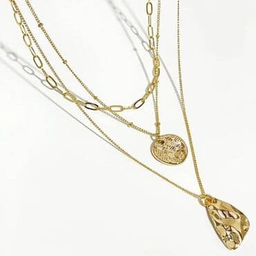 свадебное платье трансформер 2 в 1: Трехслойное ожерелье Ц (цепочка) в виде колец, монет, для женщин — 2