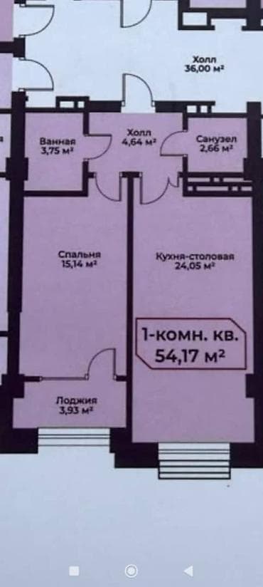 Үй куруучулардан жаңы конуштар: Курулуп жатат, Элитка, 1 бөлмө, 54 м² — 2