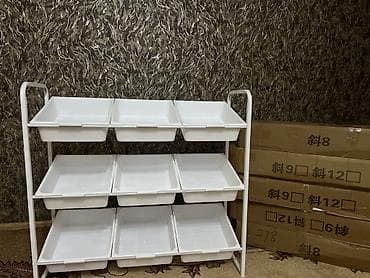 Комплектующие для мебели: Детский стеллаж-органайзер на колесах с пластиковыми контейнерами в — 6