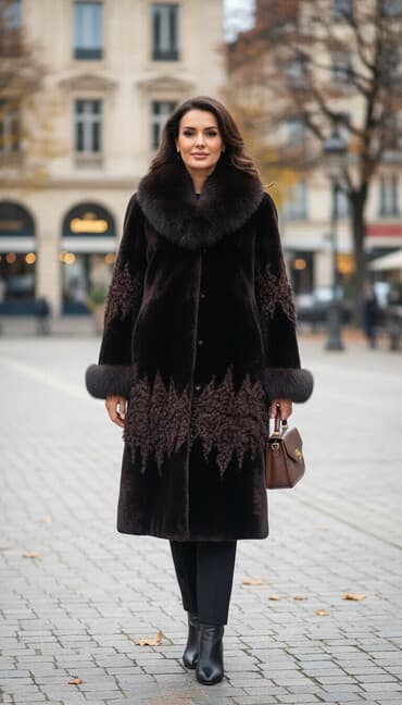 Шуба из натурального меха, темно‑шоколадный цвет. - Длина: ниже колена at lalafo.kg Шуба из натурального меха, темно‑шоколадный цвет. - Длина: ниже колена