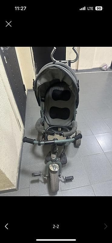 Велосипеды: Детский трехколесный велосипед-коляска с родительской ручкой и — 1