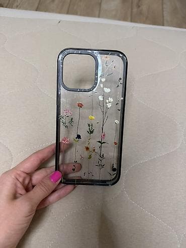 iphone case: Прозрачный чехол для смартфона с цветочным принтом. - Форм-фактор — 1