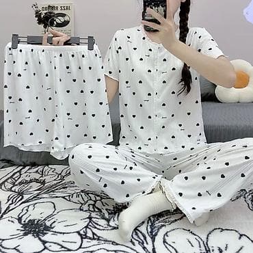 брюки адидас: Женский домашний комплект пижам: рубашка на пуговицах + длинные штаны — 5