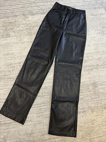 Брюки: Брюки Классические, Осень-весна, Экокожа, Новый, S — 1