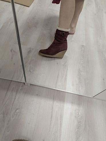 37 размер. Демисезонные сапоги. 3) Кожано-замшевые длинные сапоги на