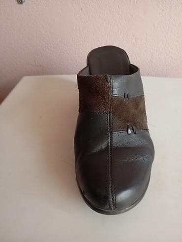 женские мокасины: Женские сабо/мюли на танкетке. - Цвет: темно-коричневый - Материалы — 3