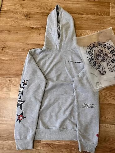 вещи из европы: Серое худи с принтами Chrome Hearts x Matty boy размер L-Xl первое в — 1