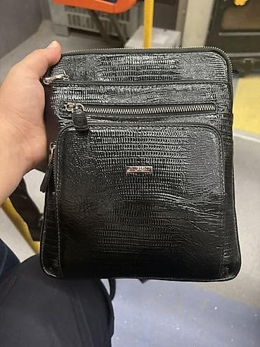 сумка томи: Сумка мужская через плечо Butun, черная - Материал: фактурная кожа — 2