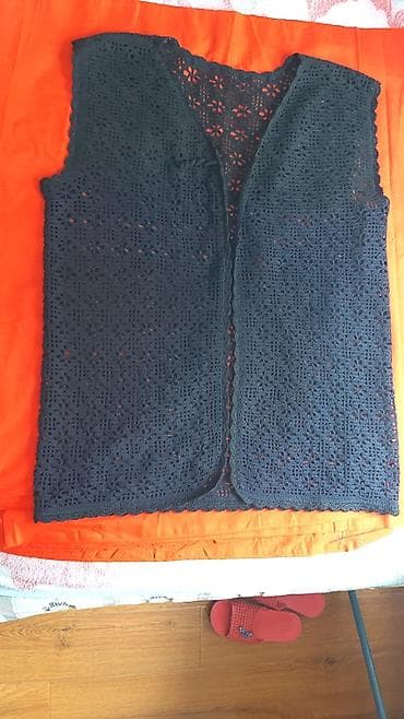 slim patch: Вязаный крючком жилет без застёжки, черный. - Ручная работа, ажурный — 2