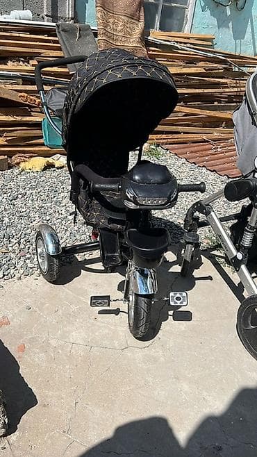 Детский транспорт: Детский трехколесный велосипед-каталка с родительской ручкой и — 3