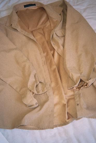 белый рубашка: Рубашка песочного цвета с длинным рукавом размер: S (50 см в длину — 2