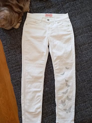 Спорттук костюмдар: 🤍 Стильные чисто-белые джинсы с бабочками от бренда Pierre Cardin — 2