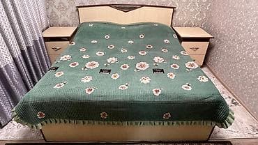 Спальный гарнитур, Б/у, Двуспальная кровать, Кыргызстан, МДФ, Самовывоз, цвет - Бежевый