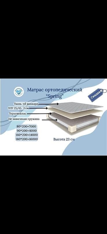 Офисная мебель: Ортопедический матрас, Новый, Другой бренд, Двухстворчатая, Другая страна производитель, Матрасы средней жесткости, Другой тип, Бесплатная доставка — 1