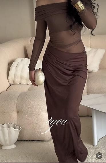 foot patch: Вечернее платье в шоколадном оттенке. - Силуэт: облегающее, длина — 2