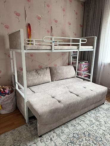 Двухъярусная детская кровать, Железо, цвет - Бежевый