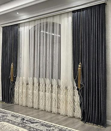 шторы серые: Комплект штор для гостиной/спальни в классическом стиле. - Плотные — 1