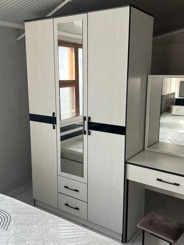 спальный гарнитур советский: Спальный гарнитур, Новый, Двуспальная кровать, Шкаф, Кыргызстан, В рассрочку, ДСП, Самовывоз, Платная доставка, Бесплатная доставка, цвет - Белый — 4