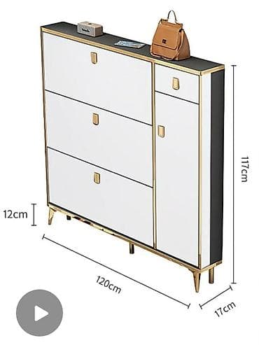 прихожая мебел: Тумба и подставка для обуви, Новый, МДФ, цвет - Белый — 2