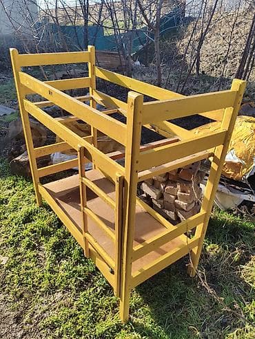 эки кишилик кроват: Балдар үчүн эки ярустуу, Табигый жыгач, түсү - Сары — 3