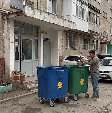 Дом и сад: Артикул: MKS-UT-027 Название: Мусорный контейнер зелёный на колёсах — 3