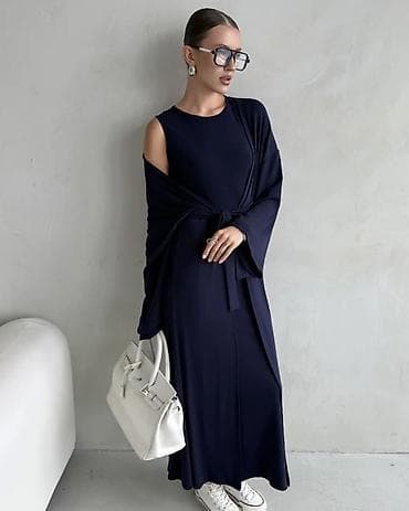 вечерний костюм юбка: Костюм двойка с платьем и кардиганом Размер - 44/46 Цвет - синий — 1