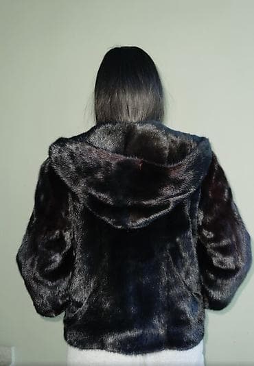Шуба, Норка, Короткая модель, Италия, С капюшоном, L