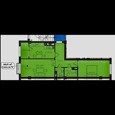 2 комнаты, 64 м², Технопарк Элитка, 2 этаж, ПСО (под самоотделку) — 1