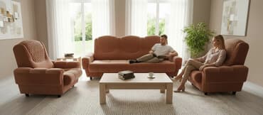 удобная мебель: Комплект мягкой мебели, цвет - Оранжевый — 7