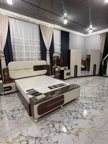 кровать со столом: Спальный гарнитур, Двуспальная кровать, МДФ, Бесплатная доставка, цвет - Белый — 23