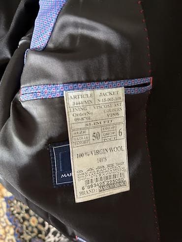 прямые джинсы: Классический мужской пиджак Marco Renci, чёрный, силуэт Slim Fit.ш - — 5