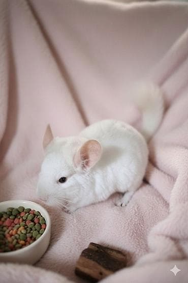 грызуны: Белая шиншилла (бело- розовый окрас) мальчик 2.5 месяца! - Домашний — 2