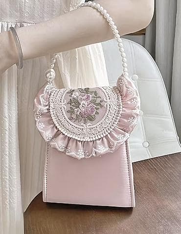 Розовая сумка с ручкой из жемчуга lalafo.kg да Розовая сумка с ручкой из жемчуга