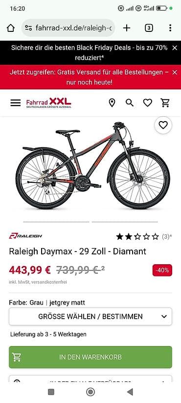 odyssey absolute: Raleigh Daymax – горный велосипед 29" - Рама: алюминиевая, геометрия — 1