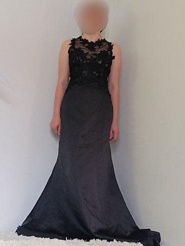 Көйнөктөр: Вечерние платья в пол с шлейфом (рыбка/годе), черные. Вариант 1: - — 1